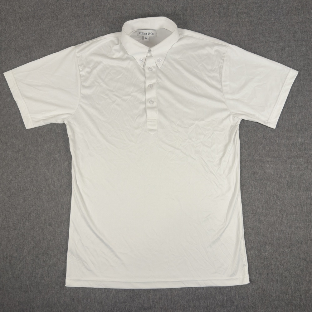 Collars & Co Polo Shirt Mens Medium White Solid Dress Collar Jersey Stretch